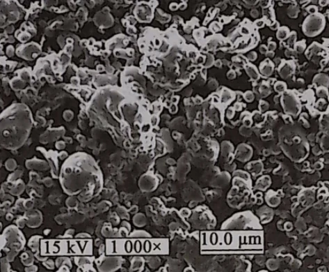 Figure 3.5 SEM image of typical water-atomized stainless steel powder Figure 3.5 SEM image of typical water-atomized stainless steel powder